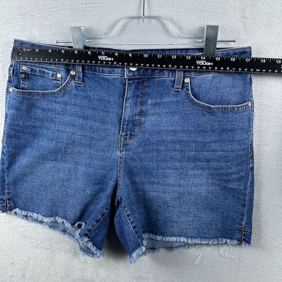 Seven 7 1964 Weekend Denim Shorts Raw Hem Mid Rise Womens Blue Size 12 - Picture 6 of 10